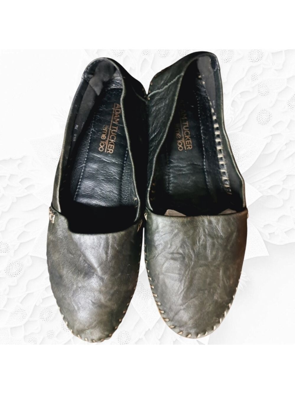 Adam Tucker By Me Too Butter-Soft Leather Flats In Charcoal